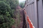 Peeking out of the train on the Trace Fork trestle